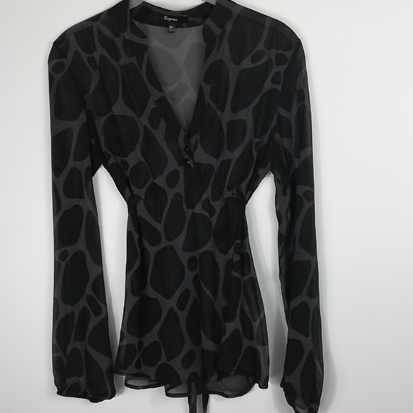 Express Tops - Express black and gray sheer blouse